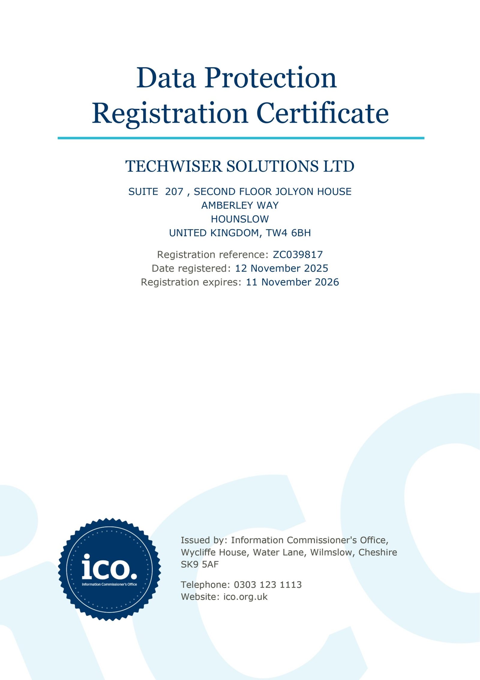 Registration Certificate