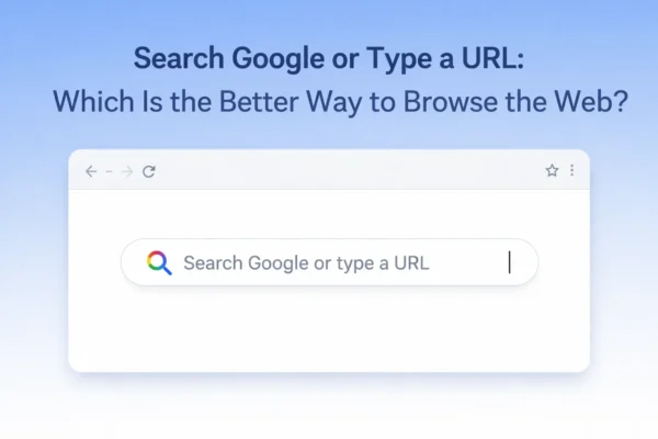 search google or type a url browser bar concept for web browsing guide