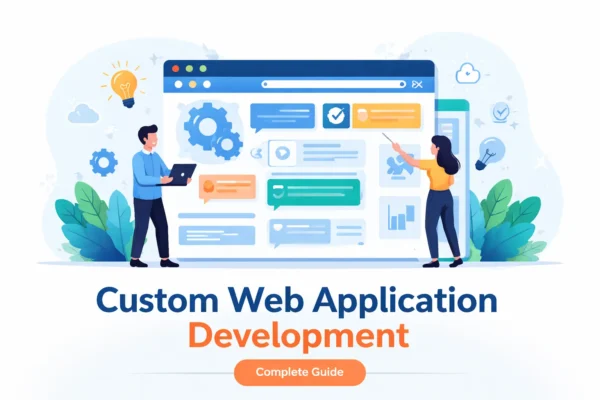 Custom web application development services by Techwiser Solutions Ltd showing web app interface design and development process