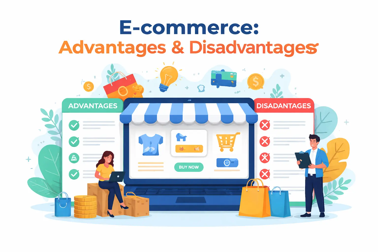 E-commerce advantages and disadvantages illustration for UK businesses