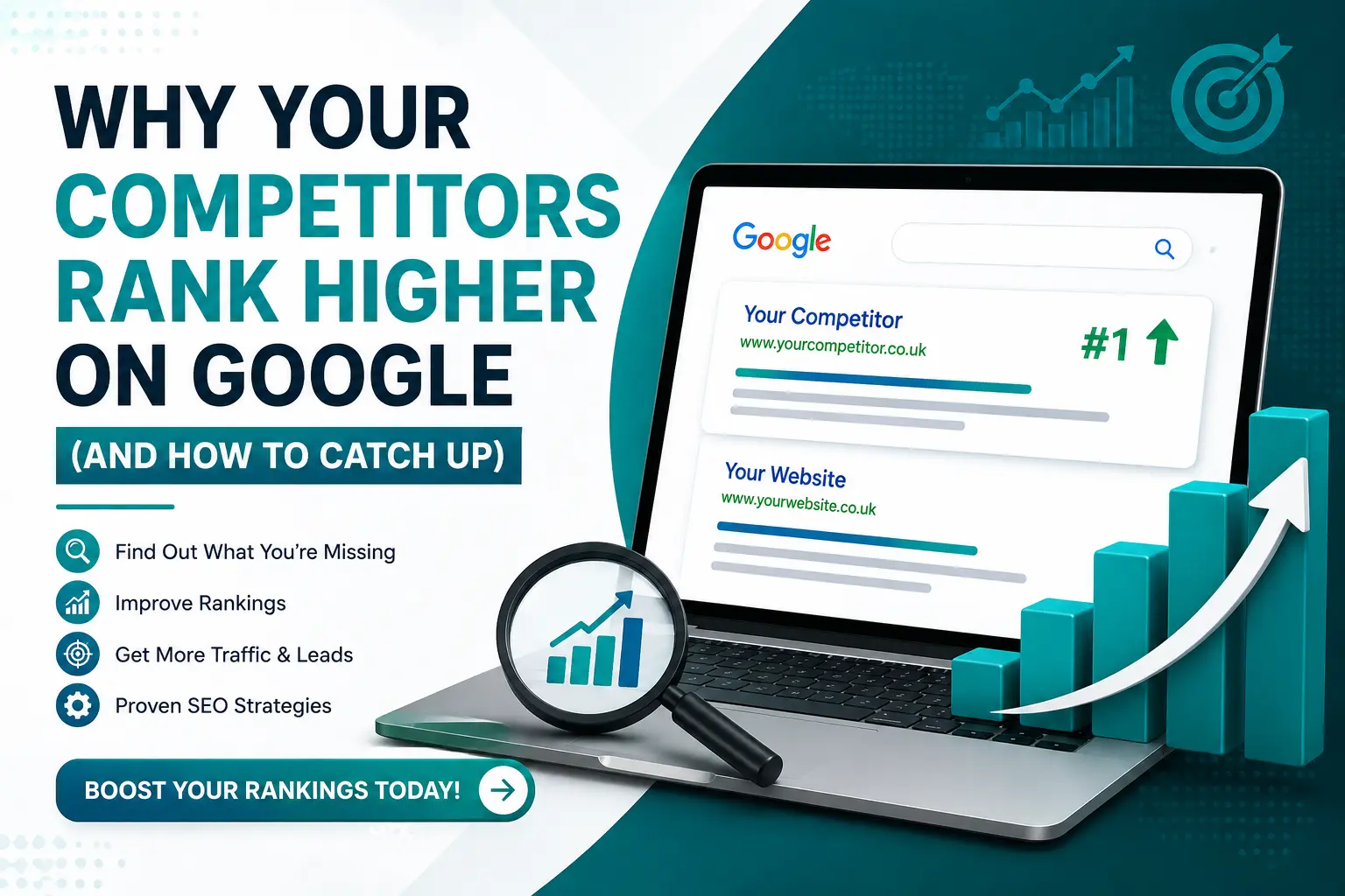 Business analyzing why competitors rank higher on Google and SEO strategies to improve rankings