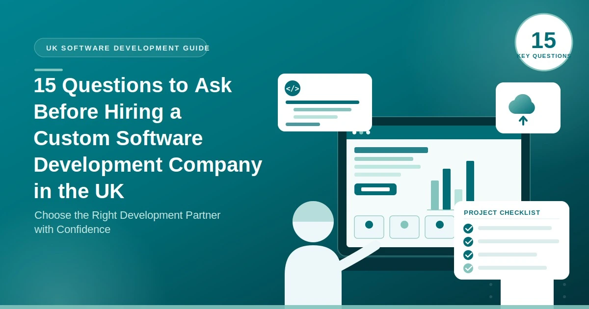 Business team discussing questions to ask before hiring a custom software development company in the UK